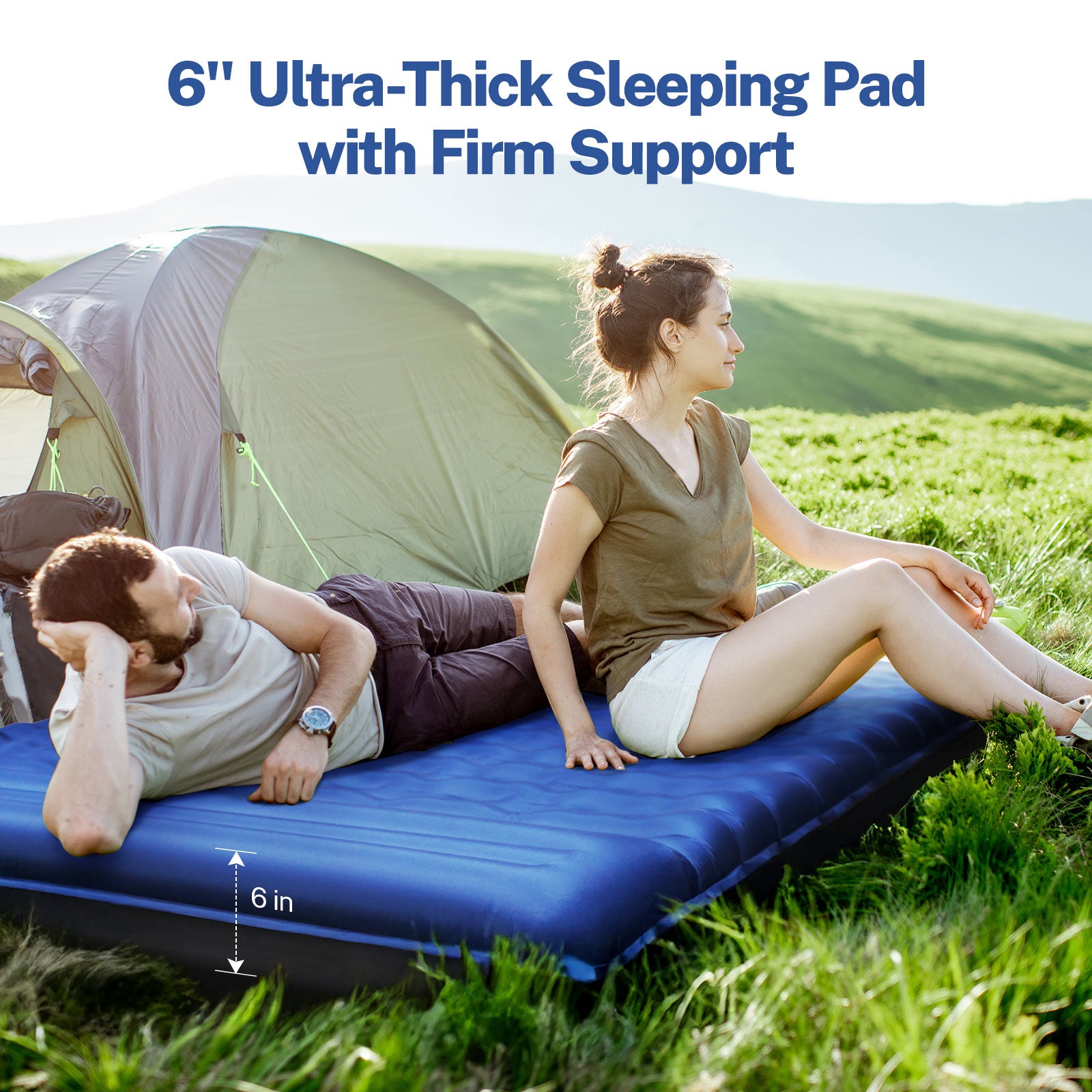 OGERY Double Ultra-Thick Camping Sleeping Pad with Pillow