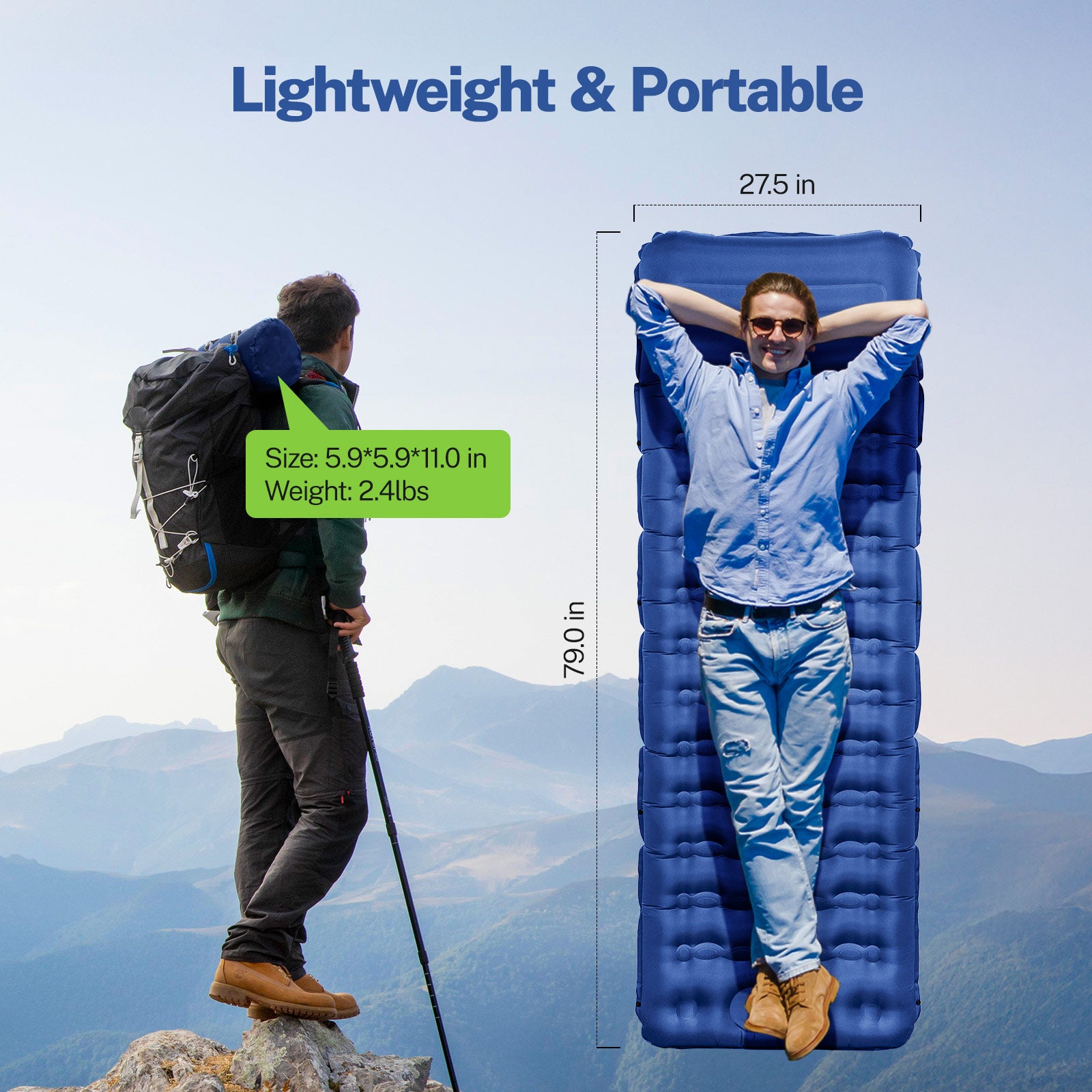 OGERY 6-Inch Plush Inflatable Single Camping Sleeping Pad