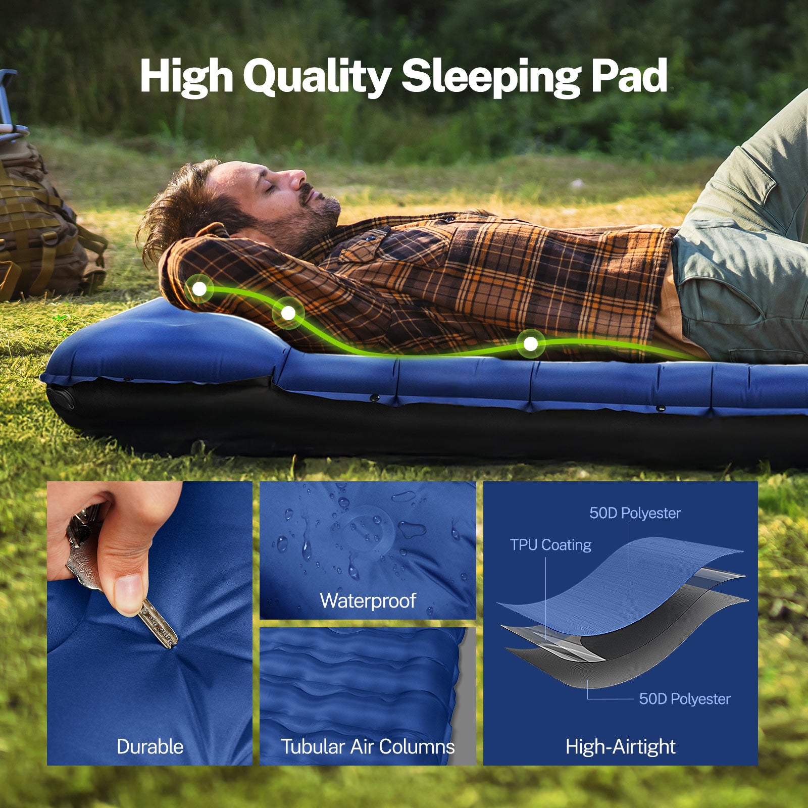 OGERY 6-Inch Plush Inflatable Single Camping Sleeping Pad