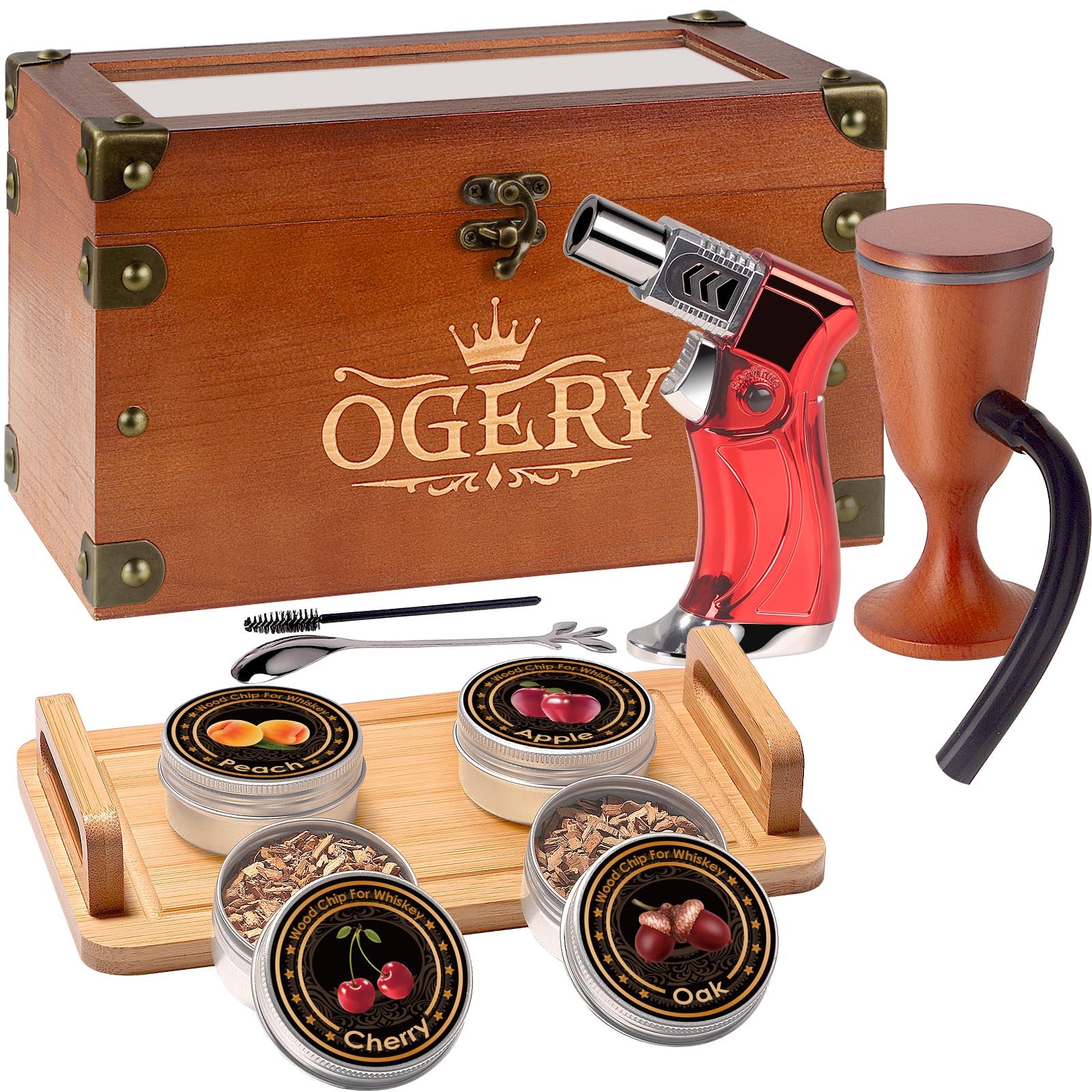 Ogery Whiskey Smoker Kit with Wood Chips Gift Set
