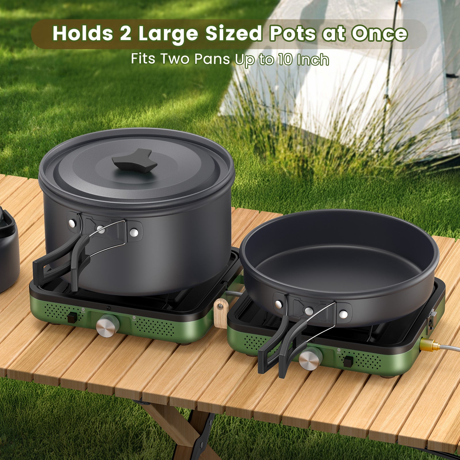 OGERY ZM001 2-Burner Camping Stove with Griddle & Carrying Bag