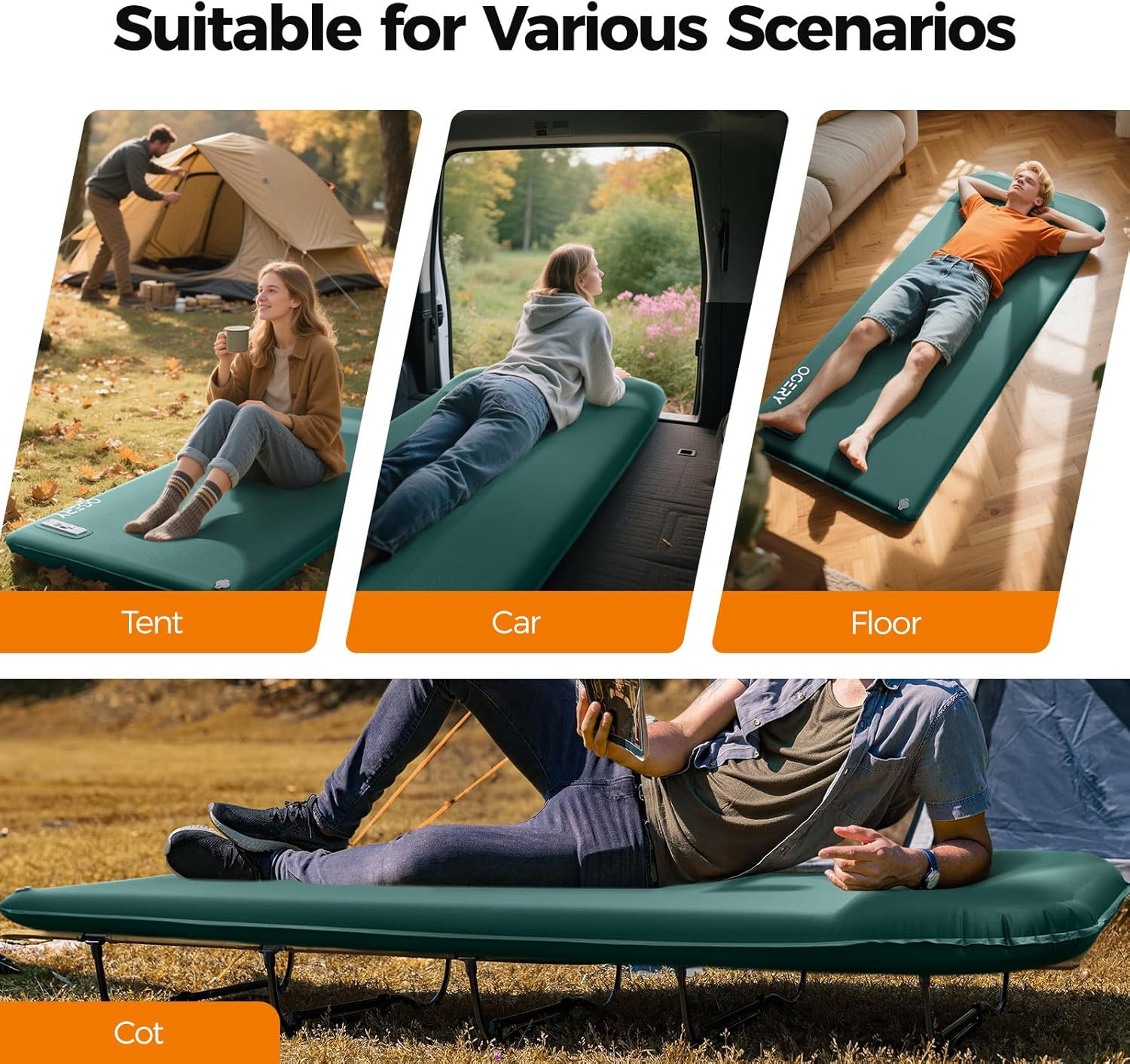 OGERY Self-Inflating Sleeping Pad with Pump & Built-in Pillow