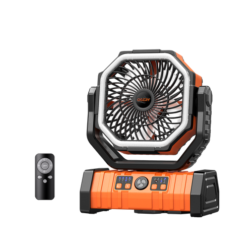 OGERY F6 Portable Tent Camping Fan with LED Light and Remote Control