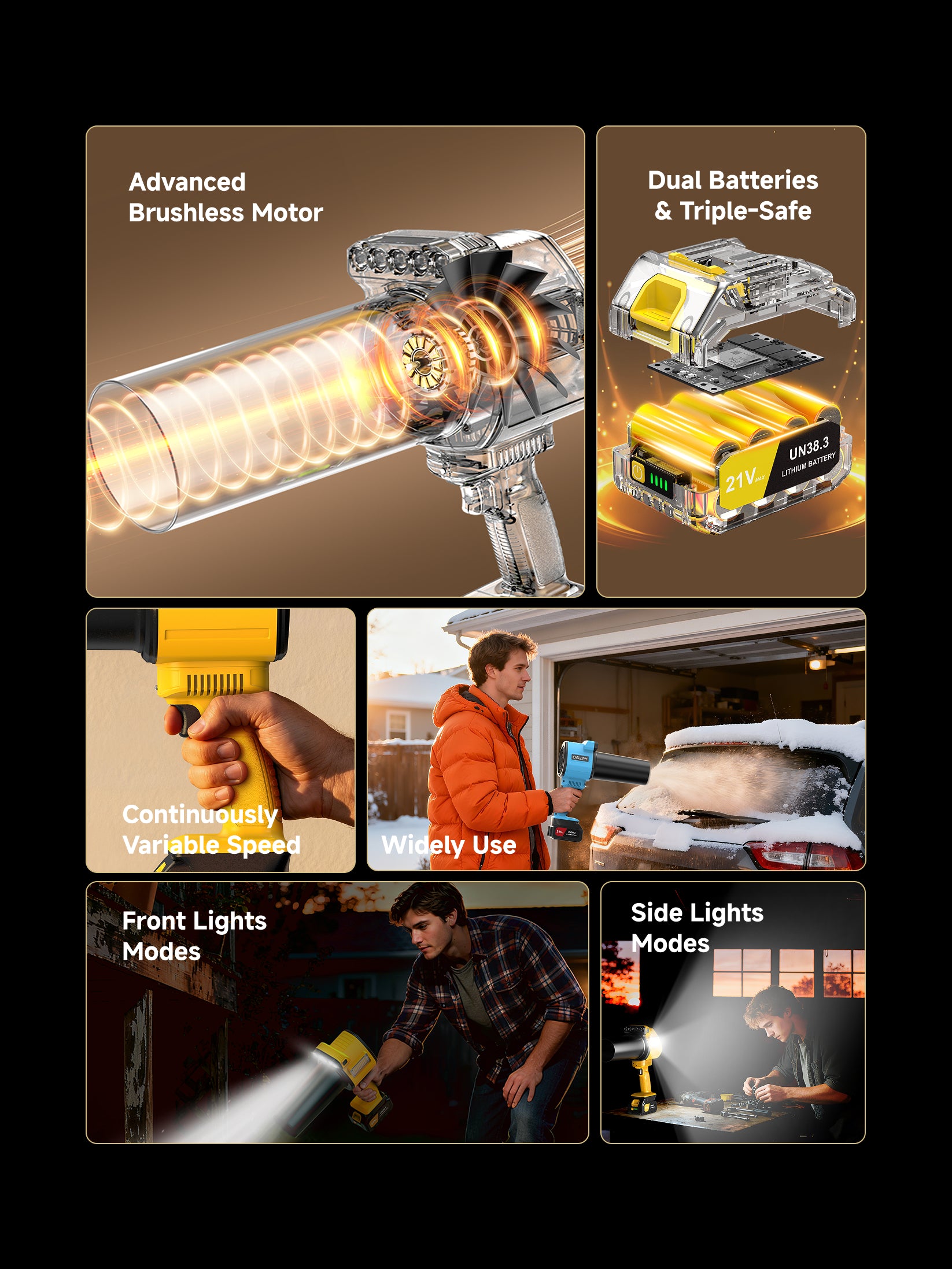 OGERY Leaf Blower Cordless with Lights