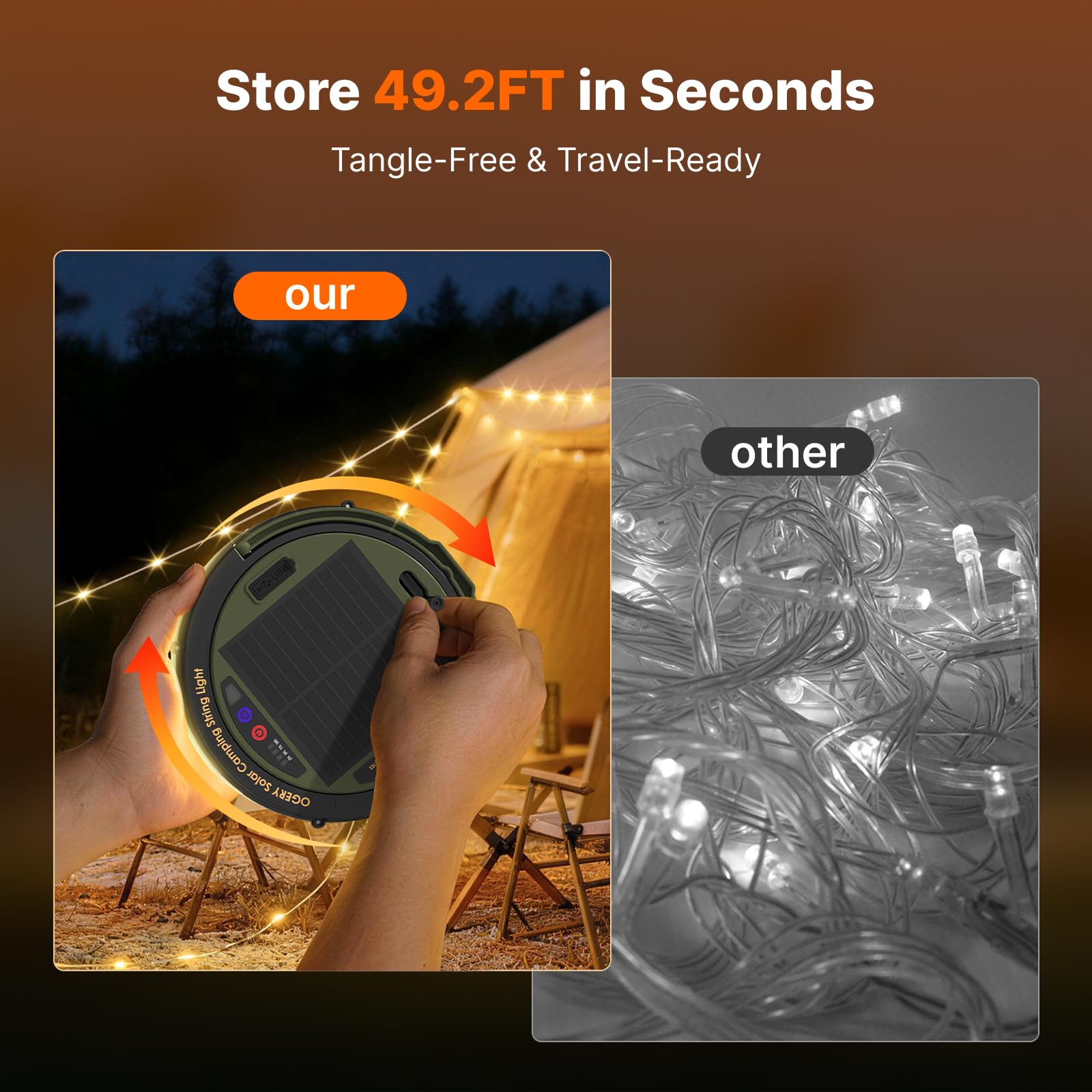 OGERY Solar Camping String Lights