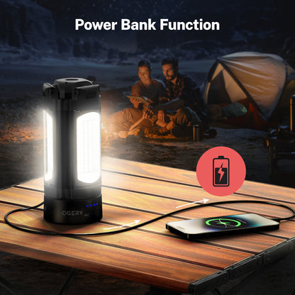 OGERY Rechargeable 10000 mAh Camping Light with Stand, Cordless Work Light with 3 LED Lamps Head, 2200 Lumen Cordless Dimmable Camping Light with Detachable Tripod, Black