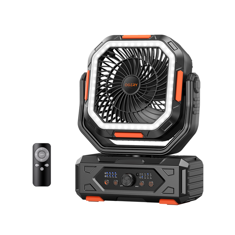 OGERY F11 Hochgeschwindigkeits-Camping-Ventilator mit schnellem USB-C-Laden und Fernbedienung