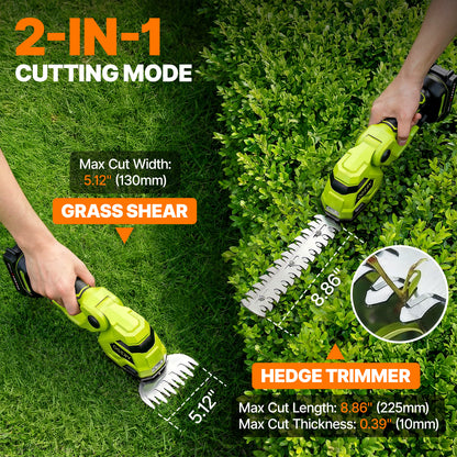 OGERY 21V Cordless Hedge Trimmer & Grass Shears