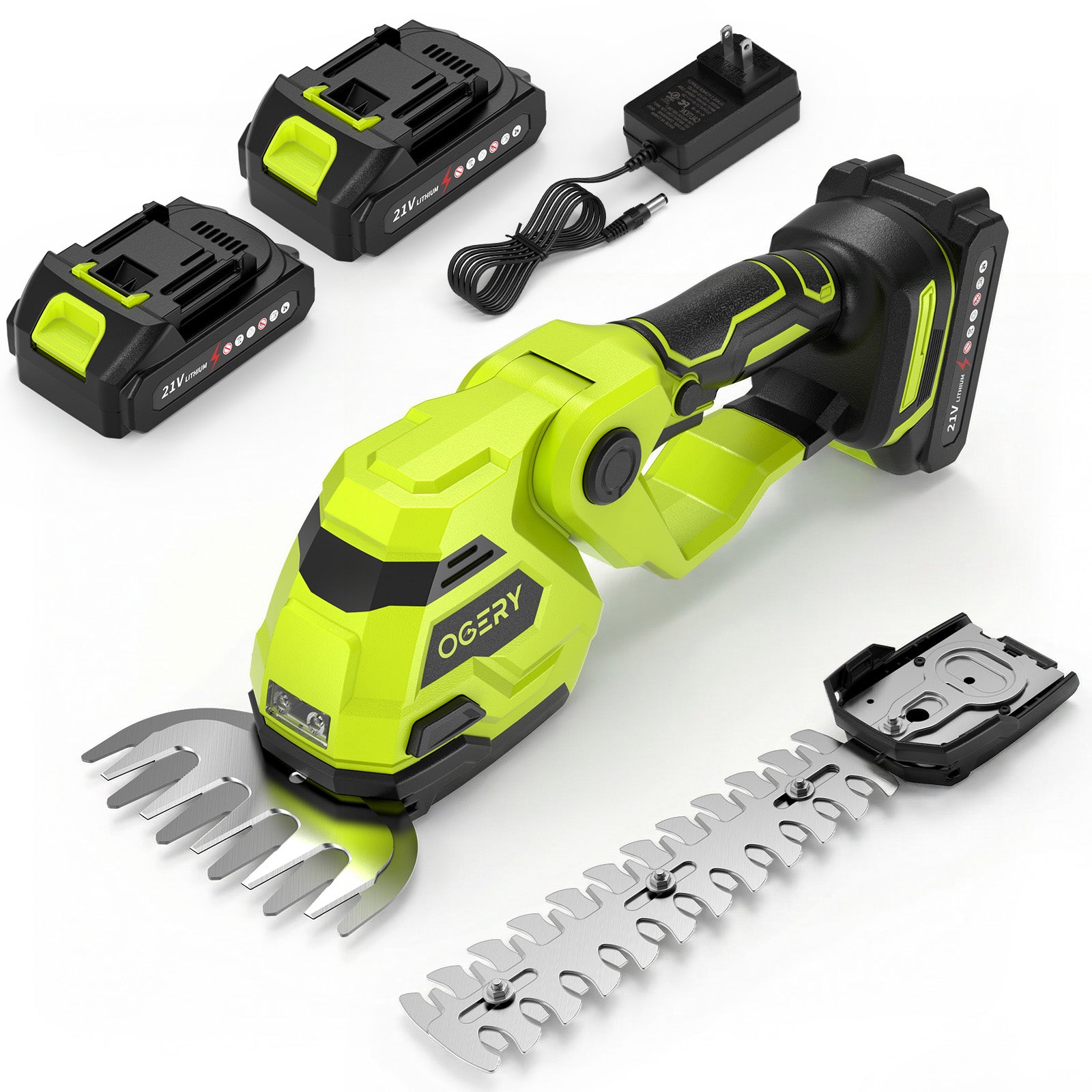 OGERY 21V Cordless Hedge Trimmer & Grass Shears
