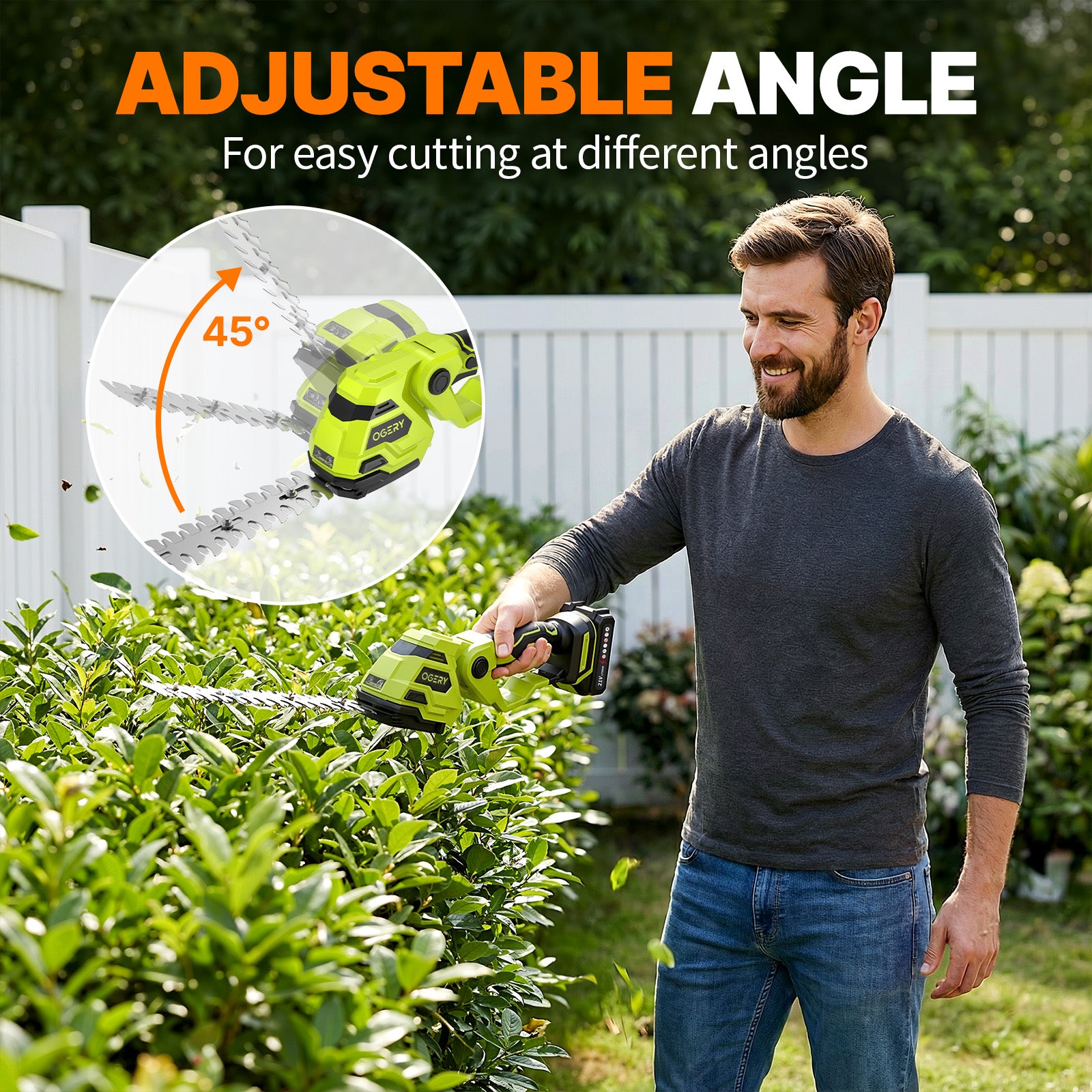 OGERY 21V Cordless Hedge Trimmer & Grass Shears