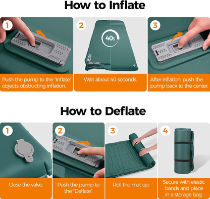OGERY Self-Inflating Sleeping Pad with Pump & Built-in Pillow