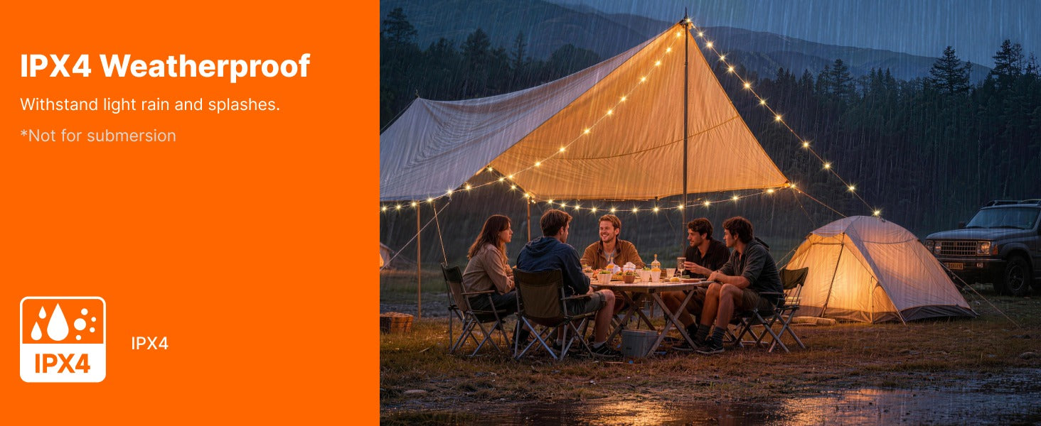 OGERY ausziehbare Solar-Camping-Lichterkette 49,2 ft mit 11 Lichtmodi